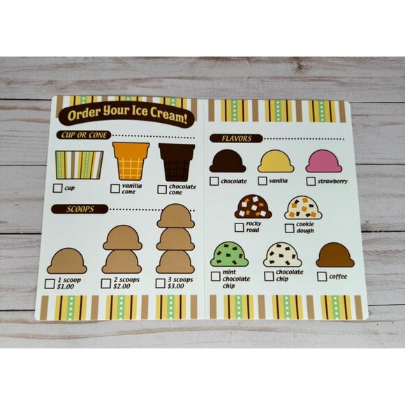 Melissa & Doug Scoop and Serve Ice Cream Counter Replacement Menu New - Picture 2 of 2